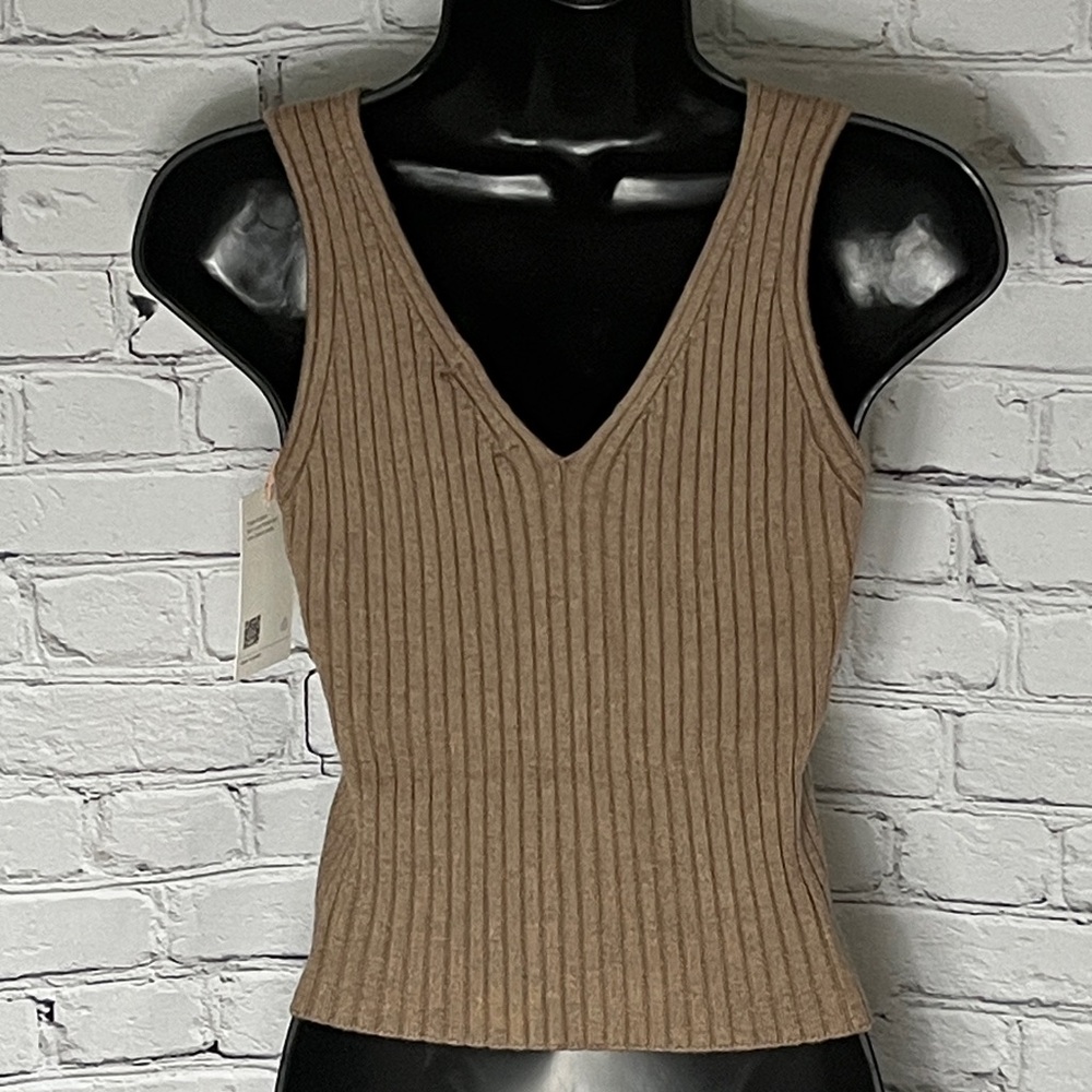 Quince Brown Ribbed Sweater  Tank Top - Picture 4 of 4